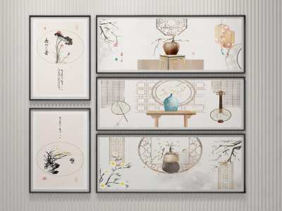 新中式简约装饰画3D模型下载